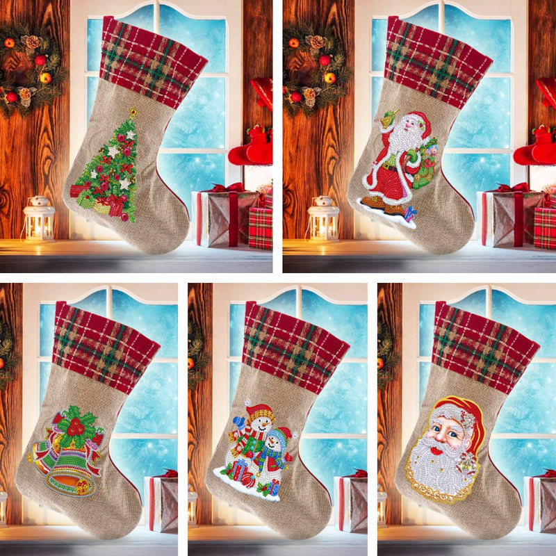 Diamond Painting Xmas Rhinestone Sock Embroidery Mosaic Gift Bag