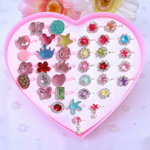 36Pcs Cute Rings For Girls