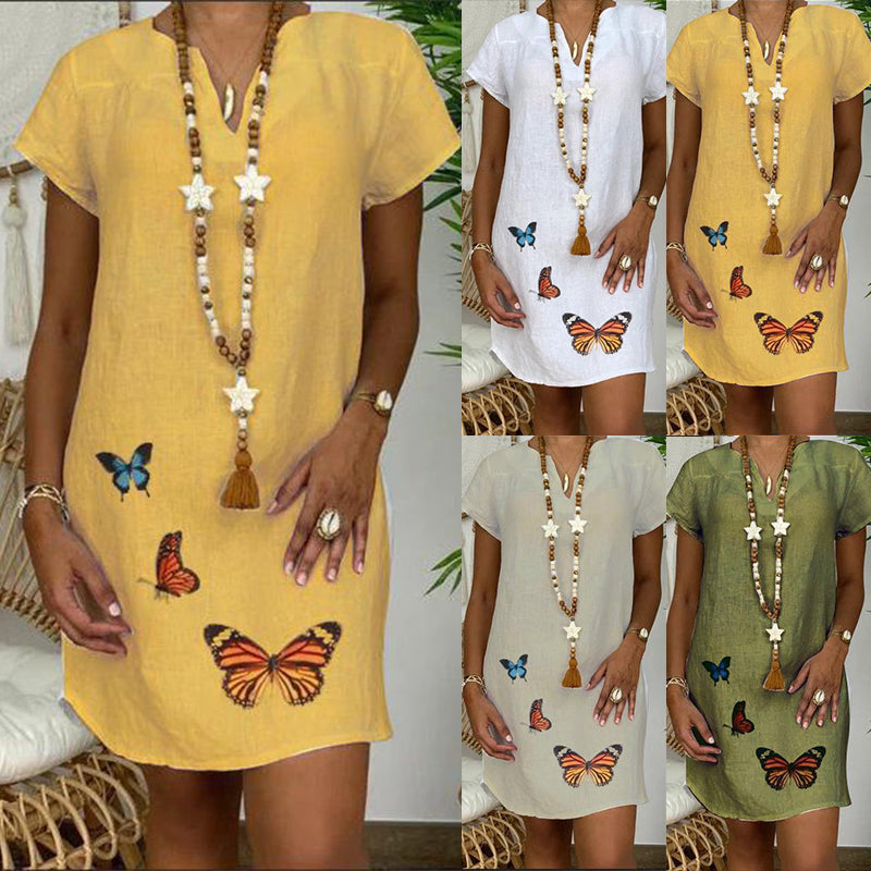 Cotton Linen Butterfly Dress