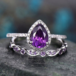 Pink Promise Amethyst Ring Set