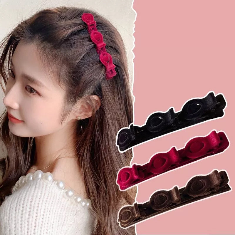 Flocking Braided Hair Clip (2 pcs)