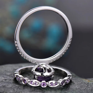 Pink Promise Amethyst Ring Set