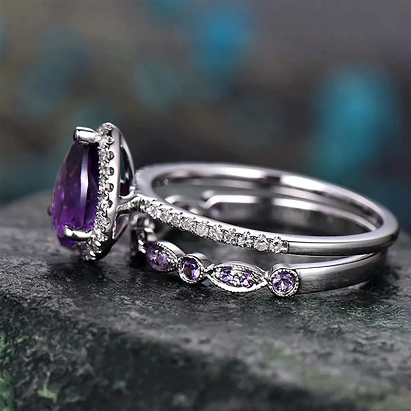 Pink Promise Amethyst Ring Set