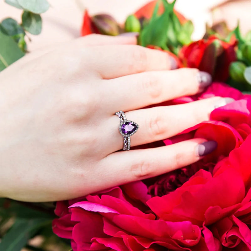 Pink Promise Amethyst Ring Set