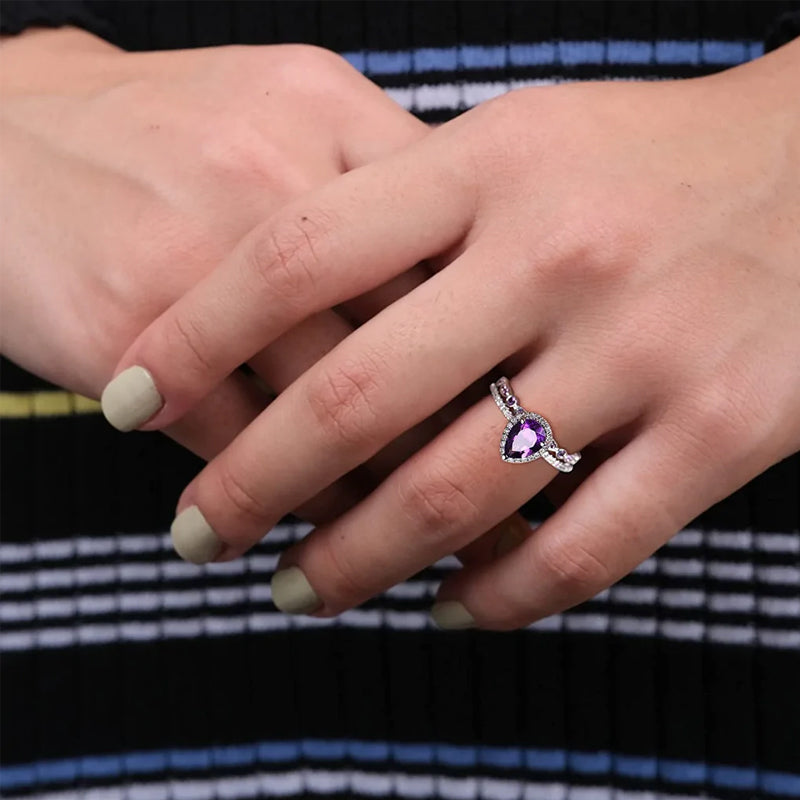 Pink Promise Amethyst Ring Set