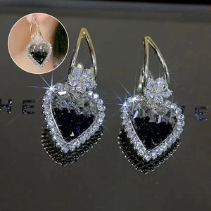 Super Sparkle Vintage Style Zirconia Heart Stud Earrings