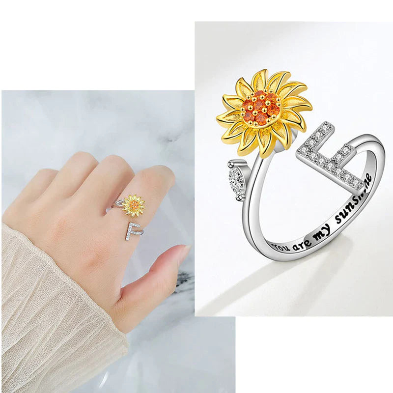 Sunflower Letter Adjustable Ring For Daughter/Granddaughter