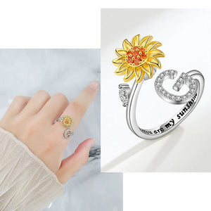 Sunflower Letter Adjustable Ring For Daughter/Granddaughter