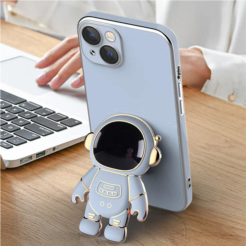 6D Plating Astronaut Hidden Stand Case Cover For IPhone