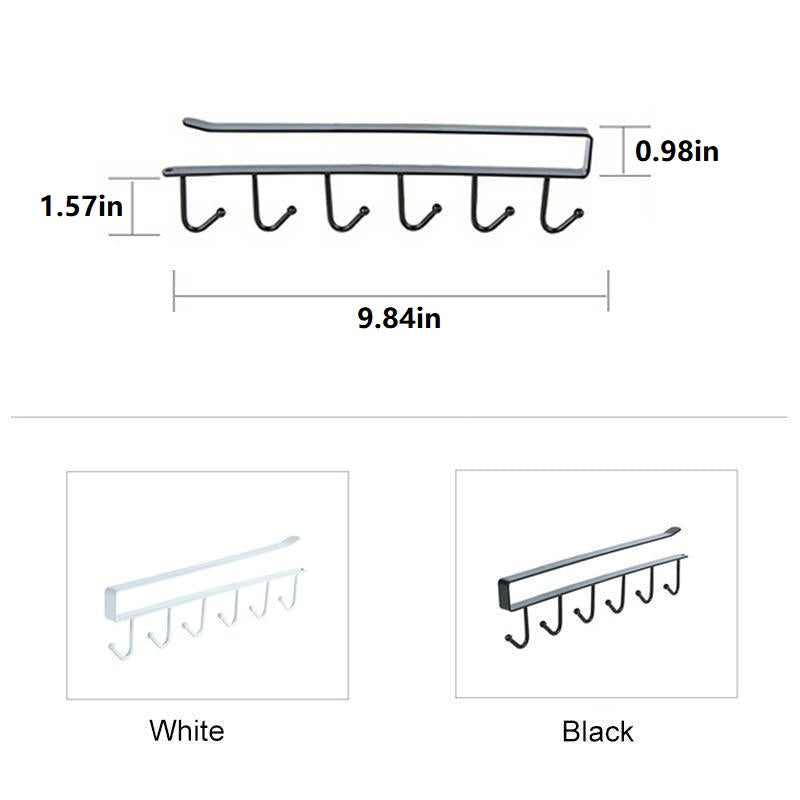 6 Hooks Under-Cabinet Hanger Rack