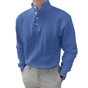 Men's High Neck and Long Sleeve Polo Shirt