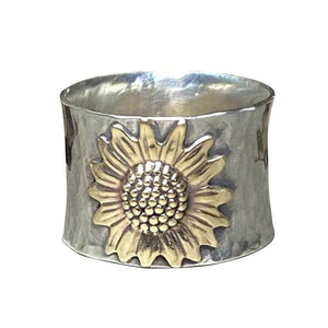 Golden Sunflower Wide Band Ring