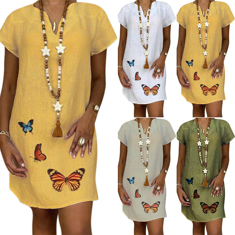 Cotton Linen Butterfly Dress