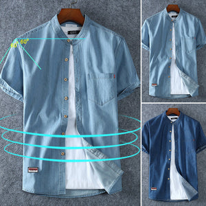 Short-Sleeved Denim Shirt