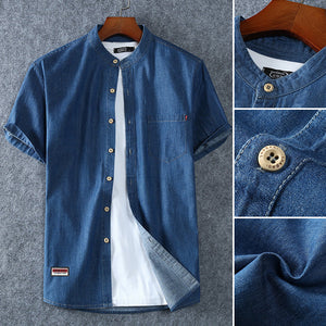 Short-Sleeved Denim Shirt