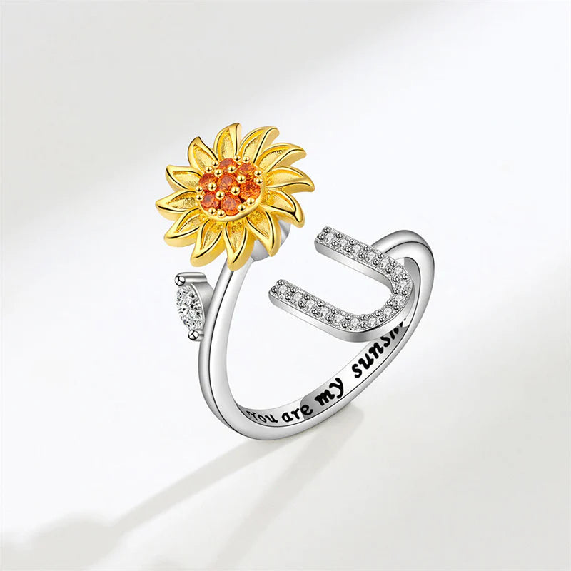 Sunflower Letter Adjustable Ring For Daughter/Granddaughter