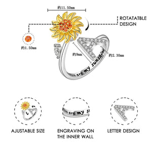 Sunflower Letter Adjustable Ring For Daughter/Granddaughter