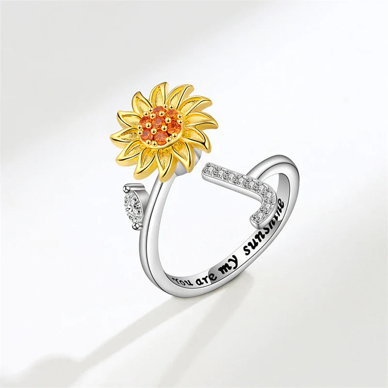 Sunflower Letter Adjustable Ring For Daughter/Granddaughter