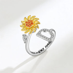 Sunflower Letter Adjustable Ring For Daughter/Granddaughter