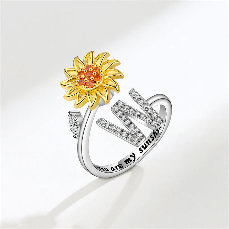 Sunflower Letter Adjustable Ring For Daughter/Granddaughter