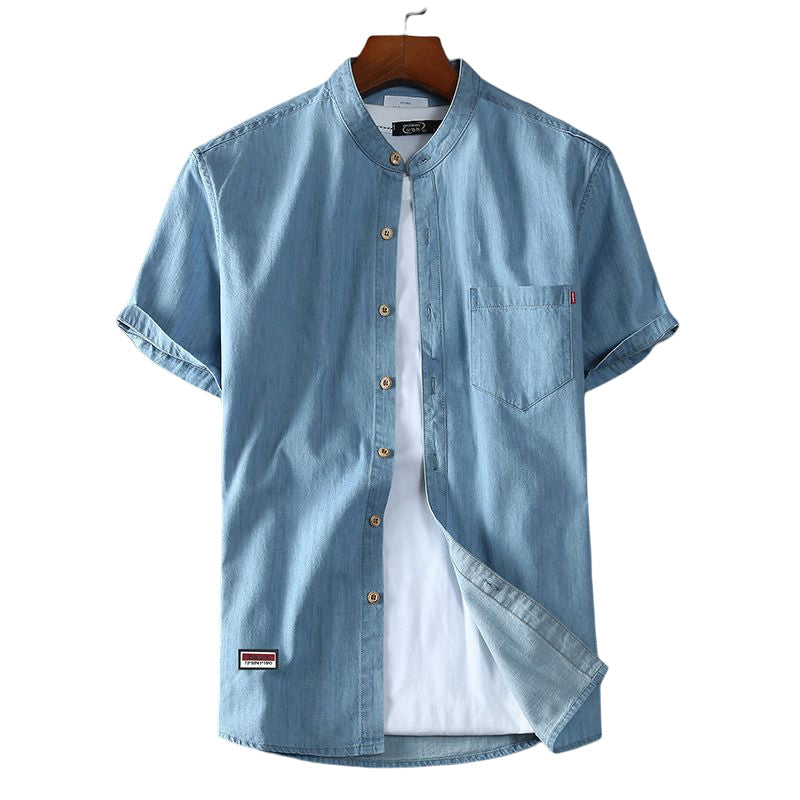 Short-Sleeved Denim Shirt